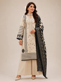 3 Piece Printed Embroidered Lawn Suit with Printed Embroidered Lawn Shirt, Printed Chiffon Dupatta and Dyed Cotton Trouser