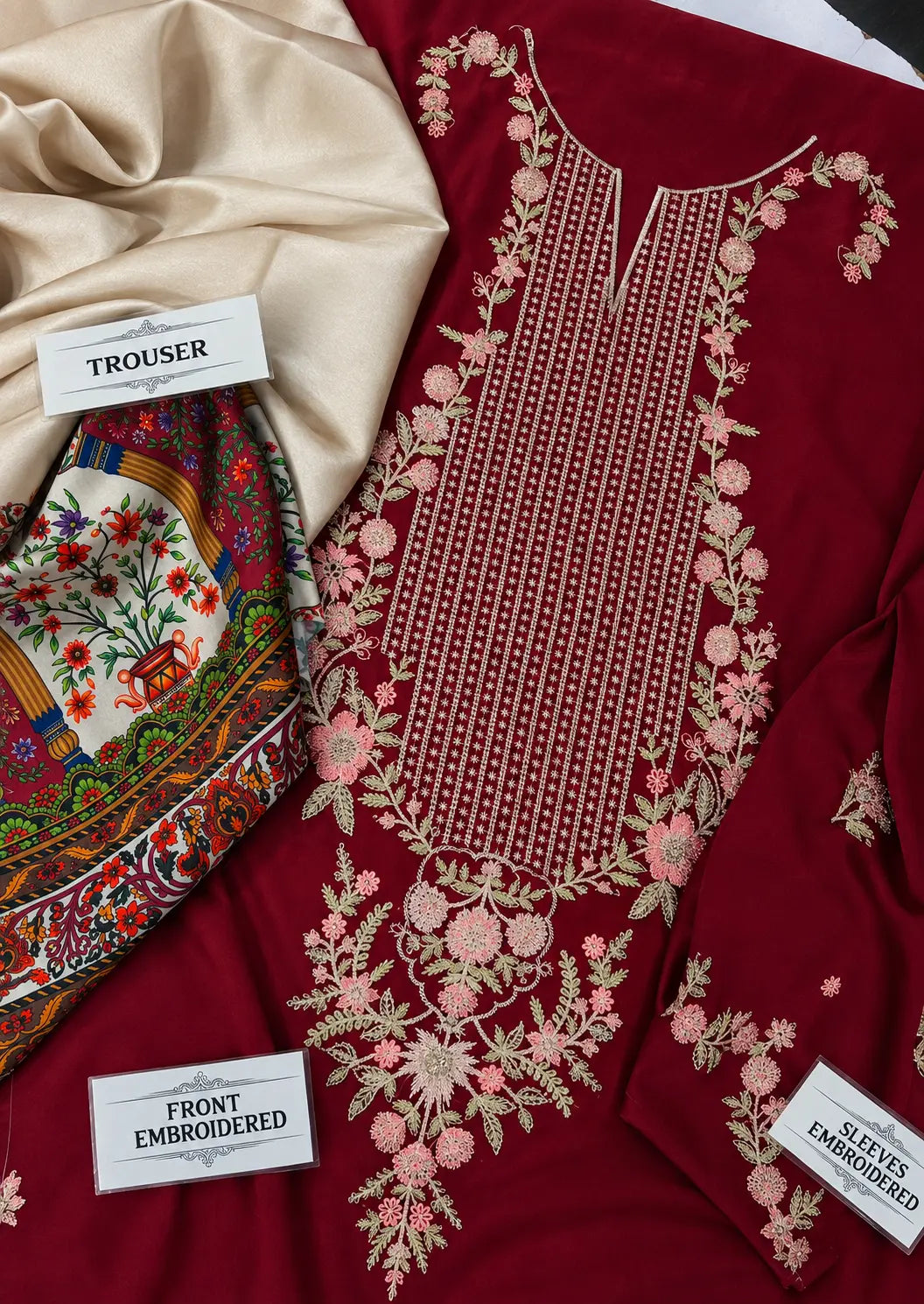 Ethnic_Premium_Silk_Unstitched_2_Piece_Embroidered_Suit_with_Digital_Print_Silk_Trouser_Maroon_featuring_a_fully_heavy_embroidered_silk_front_embroidered_sleeves_paired_with_a_matching_digital_printed_silk_trouser
