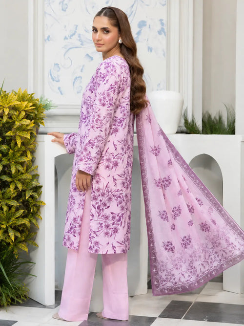 Premium Lawn Digital Print 3 Piece Unstitched Suit for Women with Voile Dupatta & Airjet Cotton Trouser
