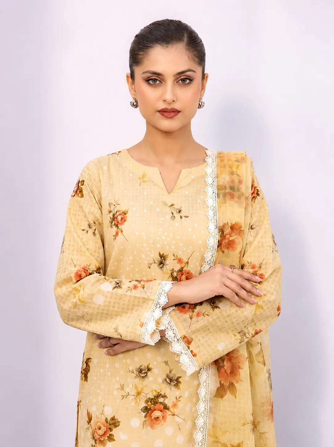Pakistani premium lawn 3 piece suit featuring digital print shirt and matching trouser